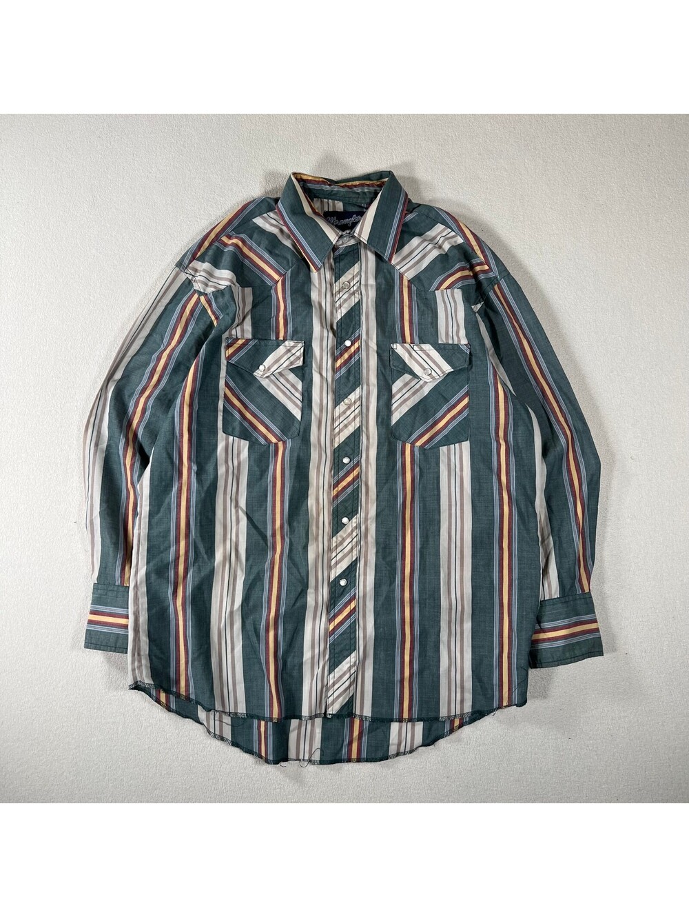Wrangler X-Long Tails Men's Long Sleeve Striped Western Shirt Size 16-33 M